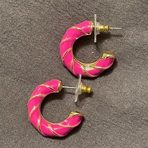 Small gold and pink hoops